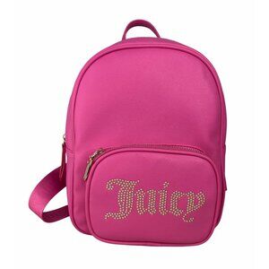 Juicy Couture Hot Pink Faux Leather Mini Backpack With Adjustable Logo Straps